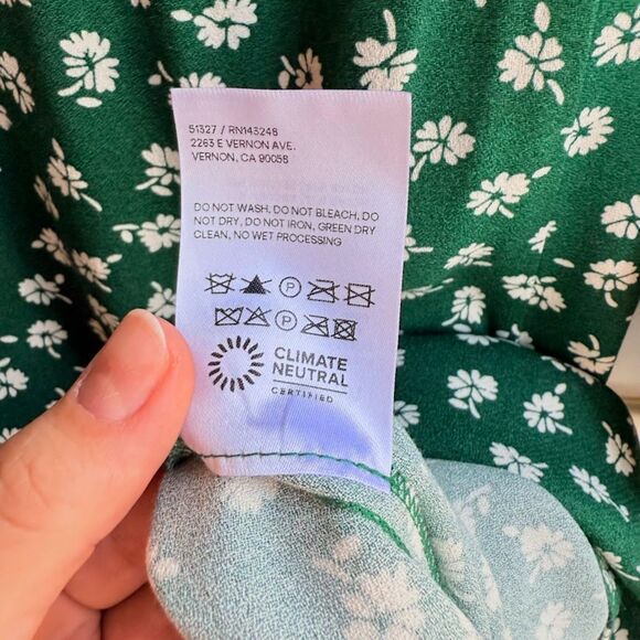 Reformation Mochi Long Sleeve Mini Dress Chive Green & White Floral size 6 NWT - Picture 9 of 13